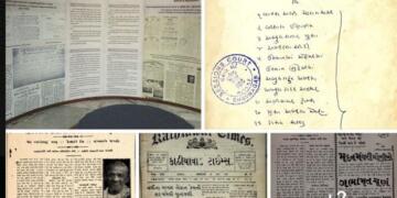 Sardar Vallabhbhai Patel during a public procession in Bhavnagar, 1939 — the site where a Muslim mob launched a deadly sword attack near Nagina Masjid. Two young volunteers, Bachubhai Patel and Jadavbhai Modi, sacrificed their lives shielding Patel from the attackers.